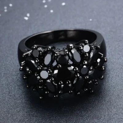 Luxury Rings Unique Female Black Oval Inlaid Cross Border Rings Vintage Big Wedding Rings For Women Men Jewelry Gift Fashion 2