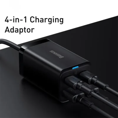 Baseus 65W GaN Charger Desktop Fast Charger 4 in 1 Laptop Phone Charger Adapter For iPhone 15 14 13 Pro Max Xiaomi Samsung 3