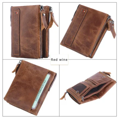 Men Wallets 100% Genuine Cow Leather Short Card Holder Leather Men Purse High Quality Luxury Brand Male Wallet 5