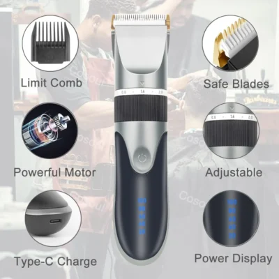 Hair Clipper Electric Barber Hair Trimmers For Men Adults Kids Cordless Rechargeable Hair Cutter Machine Professional 2