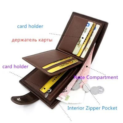 Men's Wallet Black/brown/coffee Business Card Holder Case Male Short Purse PU Leather Money Bag for Men Credit Card Wallet 5