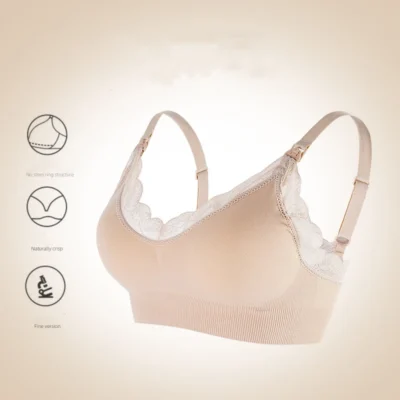 Wireless Front Open Nursing Bra Soft Lace Breathable Seamless Maternity Breastfeeding Bras Maternal Support For Pregnant Women 5