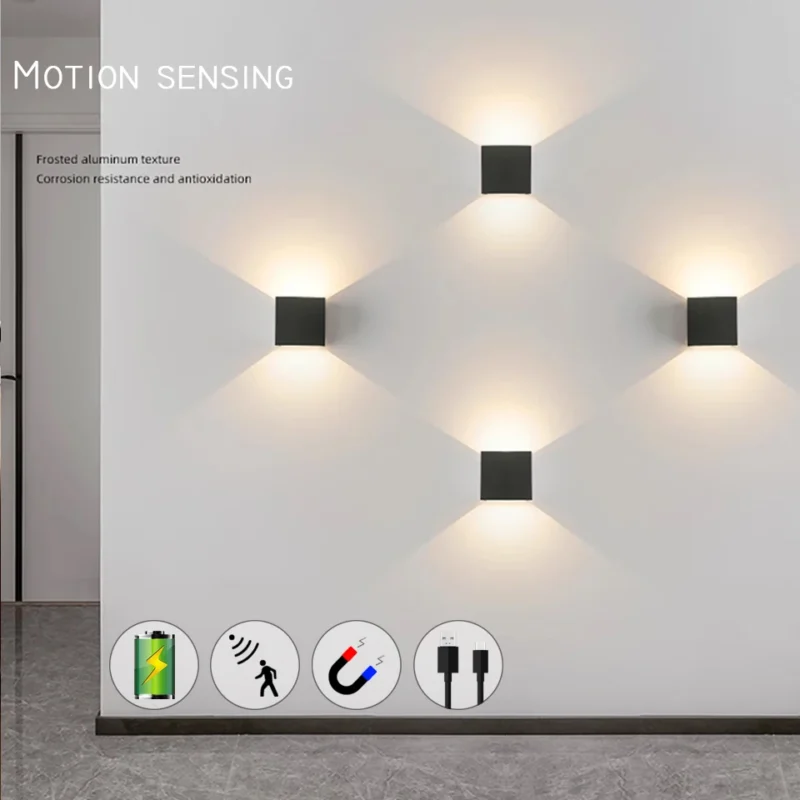 Litu LED Intelligent Motion Sensor Wall lamp 6W With Battery Charging With USB Wall light For Bedroom Night Lighting Corridor De 1