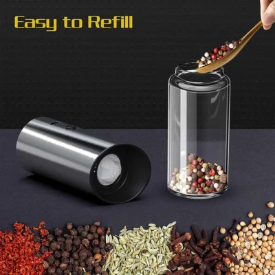 Electric Salt and Pepper Grinder Set USB Rechargeable Eletric Pepper Mill Shakers Automatic Spice Steel Machine Kitchen Tool 4