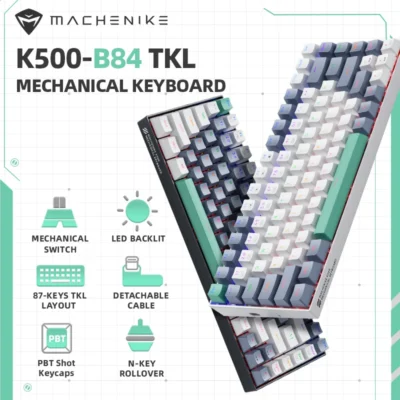 Machenike K500-B84 TKL Wired Mechanical Keyboard 84 Keys LED Backlight Gaming Keyboard PBT Doubleshot Keycaps for PC Laptop 1