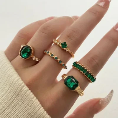 Vintage Crystal Ring Sets for Women Aesthetic Geometric Luxury Lady Jewelry Gift 2023 Fashion Pearl Rings 5pcs/6pcs/10pcs 1