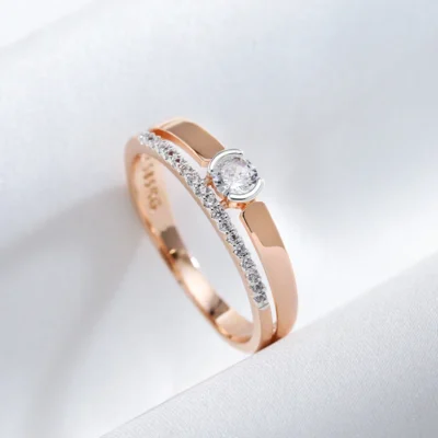 Kinel Luxury Natural Zircon Rings For Women 585 Rose Gold Silver Color Mix Setting Slim Design Daily Bride Wedding Jewelry 3
