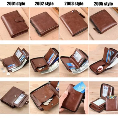 men's wallet vertical Zipper Coin Purse RFID Blocking Men Leather Wallet credit card holder Money Bag Wallet Male 6