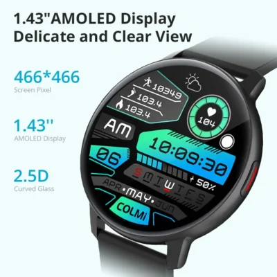 COLMI I31 Smartwatch 1.43 Inch AMOLED Screen 100 Sports Modes 7 Day Battery Life Always On Display Smart Watch Men Women 2