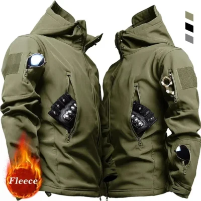 Military Outdoor Jackets Men Shark Skin Soft Shell Tactical Waterproof Windbreaker Army Combat Jacket Mens Hooded Bomber Coats 1