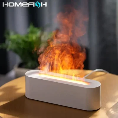 Newest RGB Flame Aroma Diffuser Humidifier USB Desktop Simulation Light Aromatherapy Purifier Air for Bedroom With 7 Colors 2