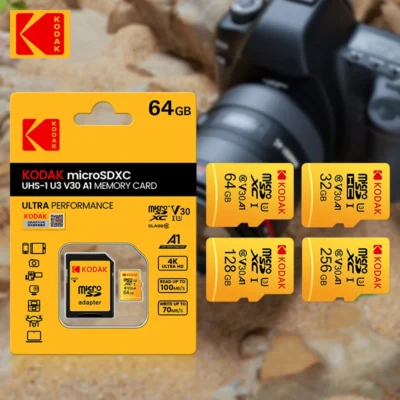 Original KODAK 32GB 64GB 128GB 256GB Memory Card 64GB U3 4K Micro TF SD Card 64G SDHC Mini microsd UHS-I C10 TF Trans Flash card 6