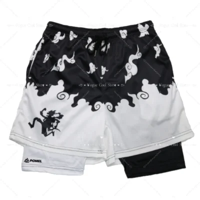 Anime Shorts 2 In1 Shorts Gym Fitness Print Men's Summer Casual Mesh Quick Dry Sports Shorts 1
