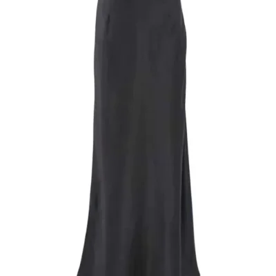 Women's Black Elegant Satin Fashion Slim Skirts Four Seasons Casual High Waist Club Office Maxi Skirt 4
