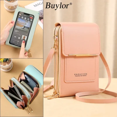 Buylor Women's Handbag Touch Screen Cell Phone Purse Shoulder Bag Female Cheap Small Wallet Soft Leather Crossbody сумка женская 1