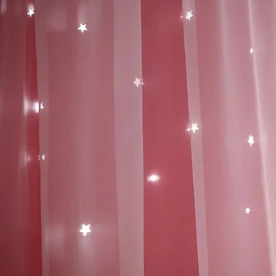 Double Layers Romantic Sheer Kids Children Girls Curtains With Hollow Out Stars For Living Room Bedroom Windows Drapes 4