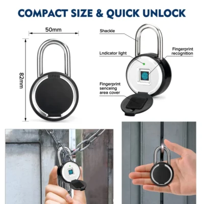 Tuya Smart Padlock Biometric Fingerprint Lock Waterproof Electronic Locks Smart Life APP Keyless Unlock Home Security Protection 5