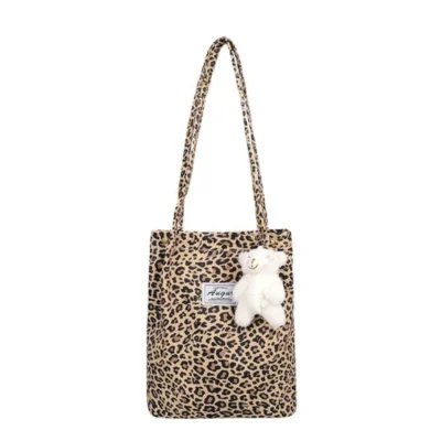 Korean Chic Big Casual Tote Bag Leopard Shoulder Bag Ladies Canvas Bag New Shopping Bag Student Print Handbag Bolsa Mujer 6