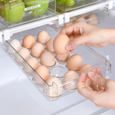 Kitchen Fruit Food Egg Storage Box Fridge Organizer Slide Under Shelf Drawer Box Rack Holder Refrigerator Crisper Keeping Flash 1